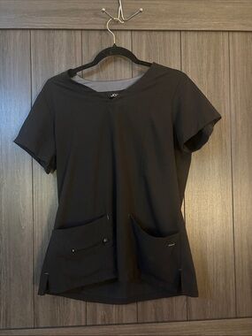 Jockey Black Short-Sleeve V-Neck Utility Scrub Top Size Large
